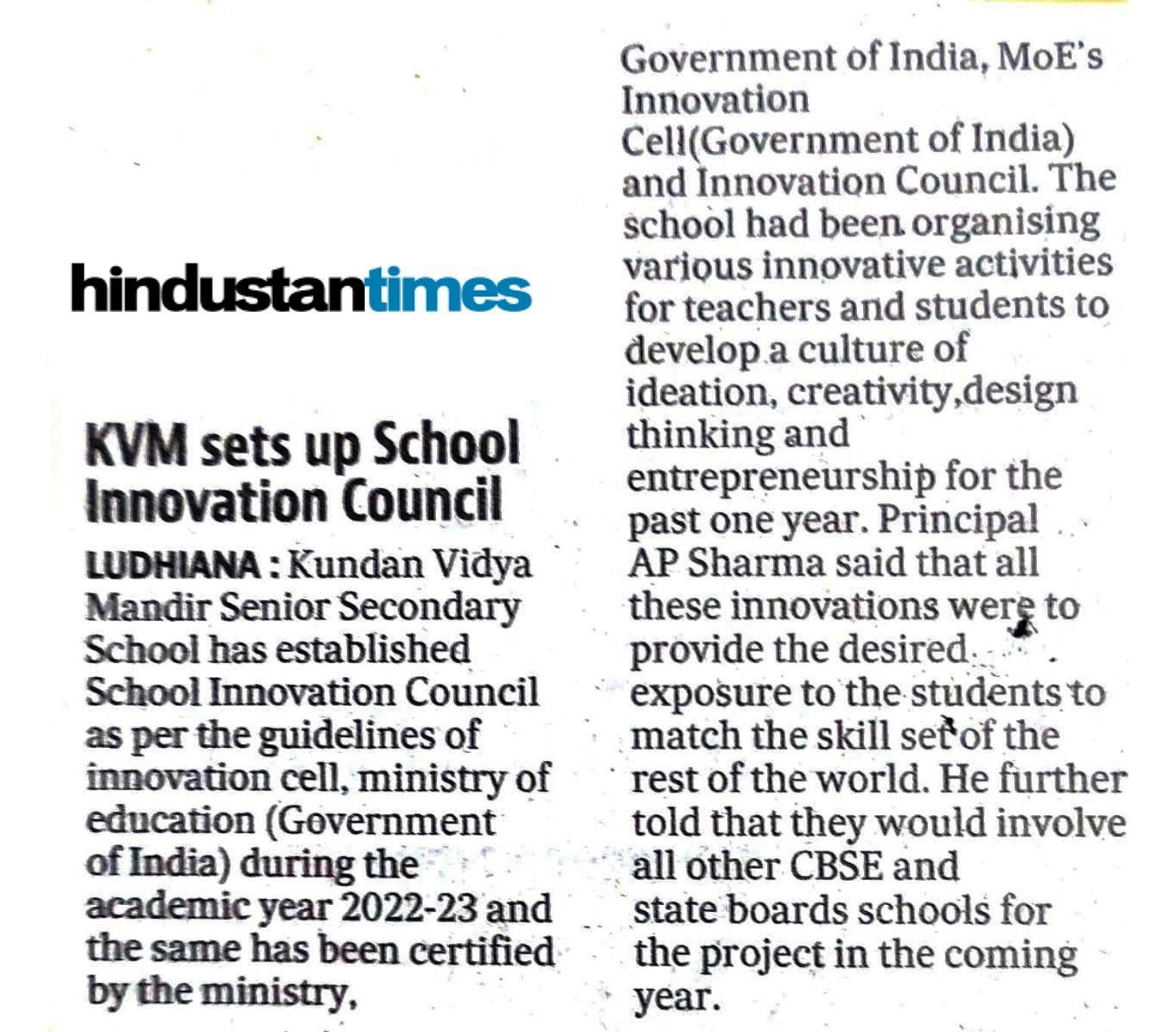 KVM sets up School Innovation Council